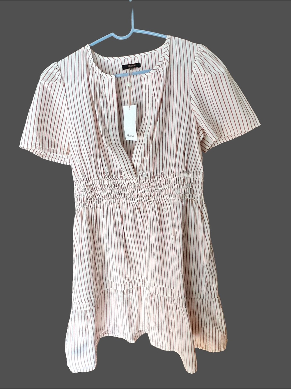 New with tags Quince 100% Organic Cotton Poplin Tiered Mini Dress. - Picture 1 of 4